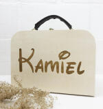 Houten kinderkoffertje met gravure